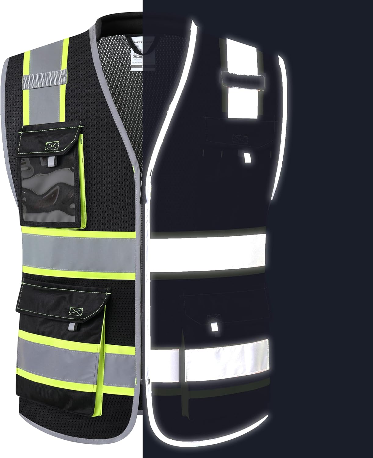 JKSafety Safety Vest for Men Women Hi Vis with Pockets and Cushioned Collar Construction Vest Meet ANSI Standard (BX360)
