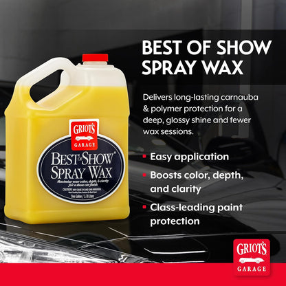 Griot's Garage Best of Show Spray Wax for Car Detailing, Works on Paint Protection Films and Ceramic Coatings, Provides Long-Lasting Coverage Between Uses, 10968, 22oz