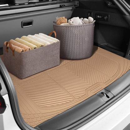 CAR PASS Rubber Floor Mats, All Weather Full Set 4-Piece, Waterproof Automotive Mats Trim to Fit Most Cars Sedans SUVs Vans, Heavy Duty Anti-Slip Easy Clean, All Black