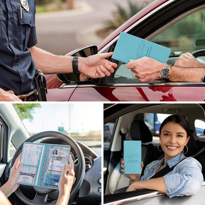 Car Registration and Insurance Card Holder for Women Men, Orange Glove Box Paperwork Organizer with Magnetic Buckle for Easy Access and Protect Documents and Various Cards in Vehicle