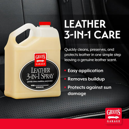 Griot's Garage Leather 3-in-1 Spray, Cleaner and Conditioner for Leather and Vinyl, Car Seats and Vehicle Interior, Truck, RV, Boats, and Home, 10963, 22 oz