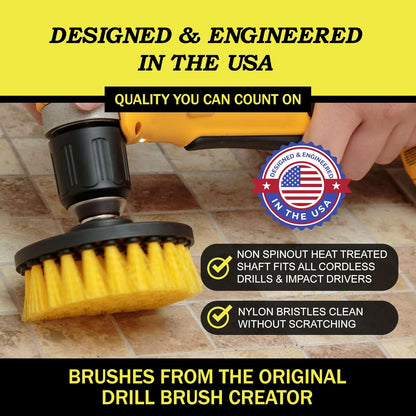 Drillbrush Car Detailing Kit | Drill Brush Set – Soft Bristle Power Scrubber Attachments for Cleaning Car Interior, Upholstery, Carpet, Seats, Wheels, Rims, Dash, Console, and Trim - Nylon Scrub Brush