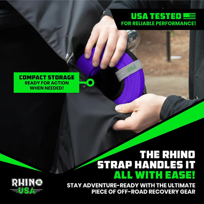 Rhino USA Recovery Tow Strap (3" x 20') - 31,518lb Break Strength - Emergency Recovery Strap Tow Rope for Truck, UTV, ATV & More - Heavy Duty Towing Strap for Offroad 4x4 Use - Compatible with Jeep