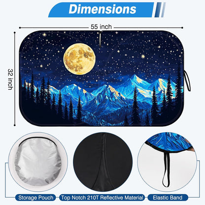 Windshield Sun Shade - Windshield Sun Shade Foldable, Car Sun Shade Windshield Keeps Interior Cool, Foldable Sunshade for Car Windshield with Storage Bag for Cars, SUVs, 55'' x 32''