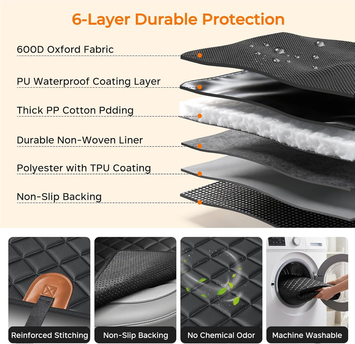 URPOWER Dog Car Seat Cover for Pets 100% Waterproof Seat Cover Hammock 600D Heavy Duty Scratch Proof Nonslip Durable Soft Back Seat Covers for Cars and SUVs