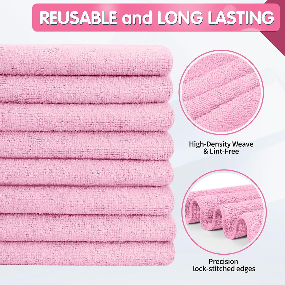 FIXSMITH Microfiber Cleaning Cloth - Pack of 50, Microfiber Towels for Cars 16 x 12 in, Highly Absorbent Cleaning Rags, Lint-Free, Streak-Free Cleaning Cloths for Car Kitchen Home Office