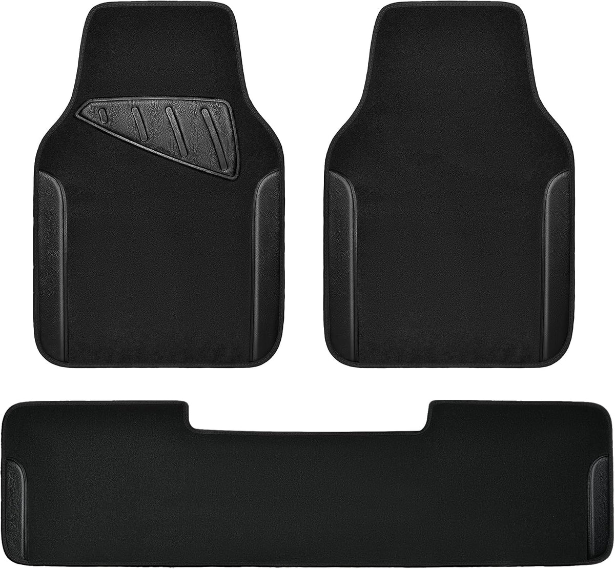 CAR PASS Waterproof Universal Fit Car Floor Mats, Faux Leather Car Carpet Mats, Black Car Mats with Anti-Slip Nibbs Backing & Driver Heel Pad Fit for SUV,Vans,sedans, Trucks,Set of 4pcs(All Black)