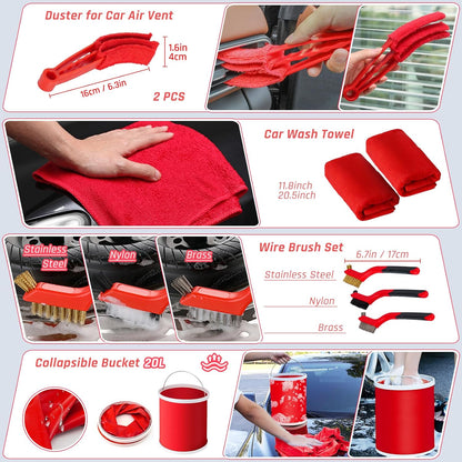 34PCS Car Detailing Brush Set, Car Detailing Kit, Car Detailing Brushes, Car Cleaning Kit, Car Windshield Cleaning Tool, Professional Car Care kit - Car Wash Brush kit for Interior Exterior Wheels