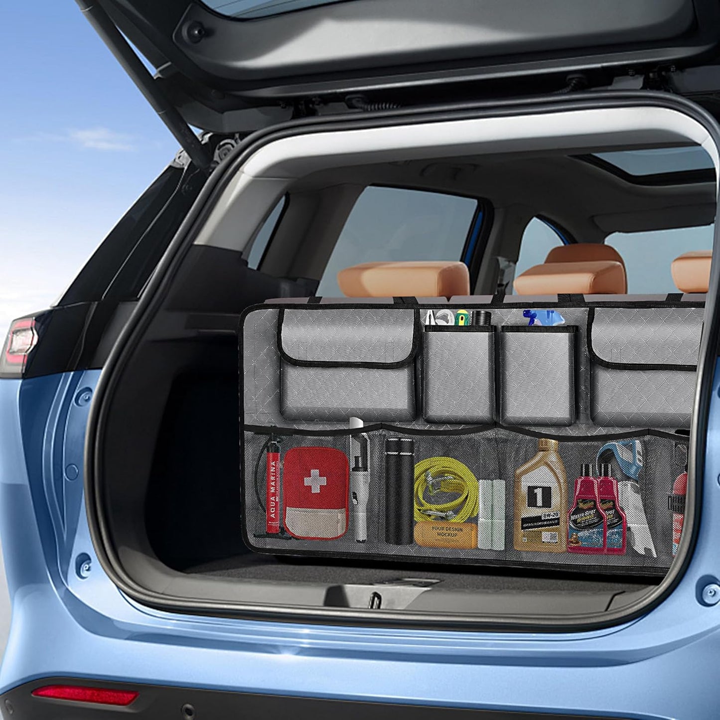 Car Trunk Organizer and Storage, Large Capacity Backseat Hanging Storage Accessories, Backseat Car Organizer for SUV/MPV/Truck (Black)