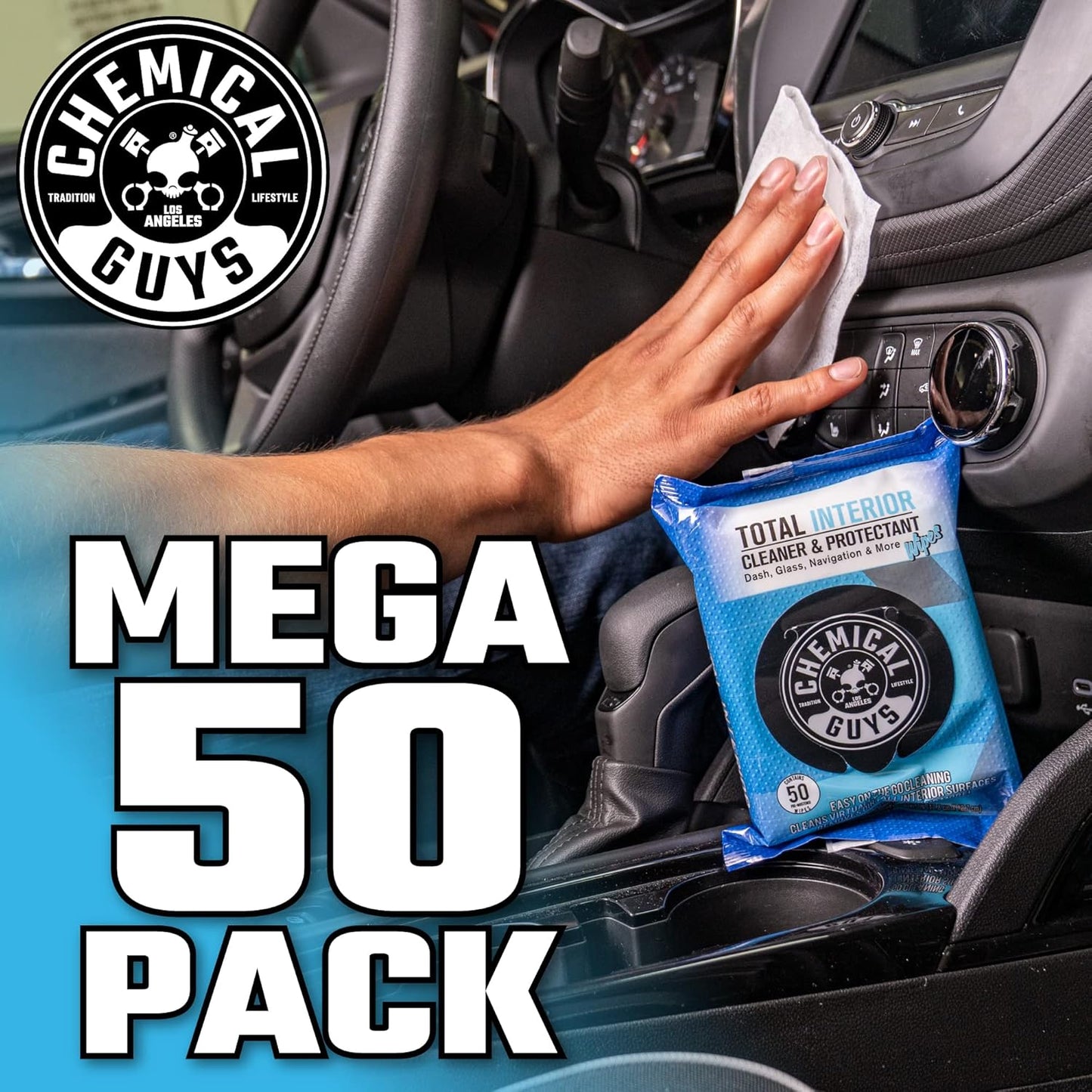 Chemical Guys Canister Wipes - Total Interior Cleaner & Protectant, Great For Cars, Trucks, SUVs, RVs, & More (60 Ct)