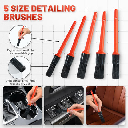25Pcs Car Detailing Kit with Drill Brushes, Car Cleaning Kit for Interior Exterior, Wheel & Tire Brushes, Polishing Pads for Waxing, Auto Detailing Tools – Gift for Men Dad (25PCS)