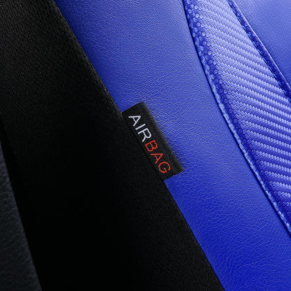 Flying Banner Carbon Fiber Leather Vehicle Seat Covers, Leopard Gray Black, Universal Fit - 8PCS