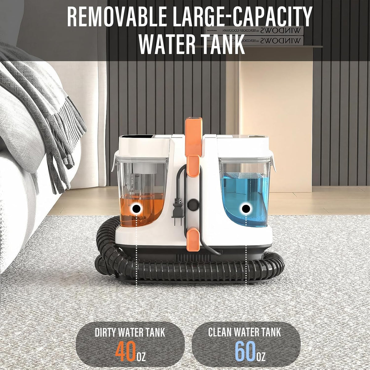Starrybot Portable Carpet & Upholestery Cleaner Machine for Pets, Spot, Stain,Couch Cleaner Machine with 18Kpa Powerful Suction,Car/Auto Detailer(white)