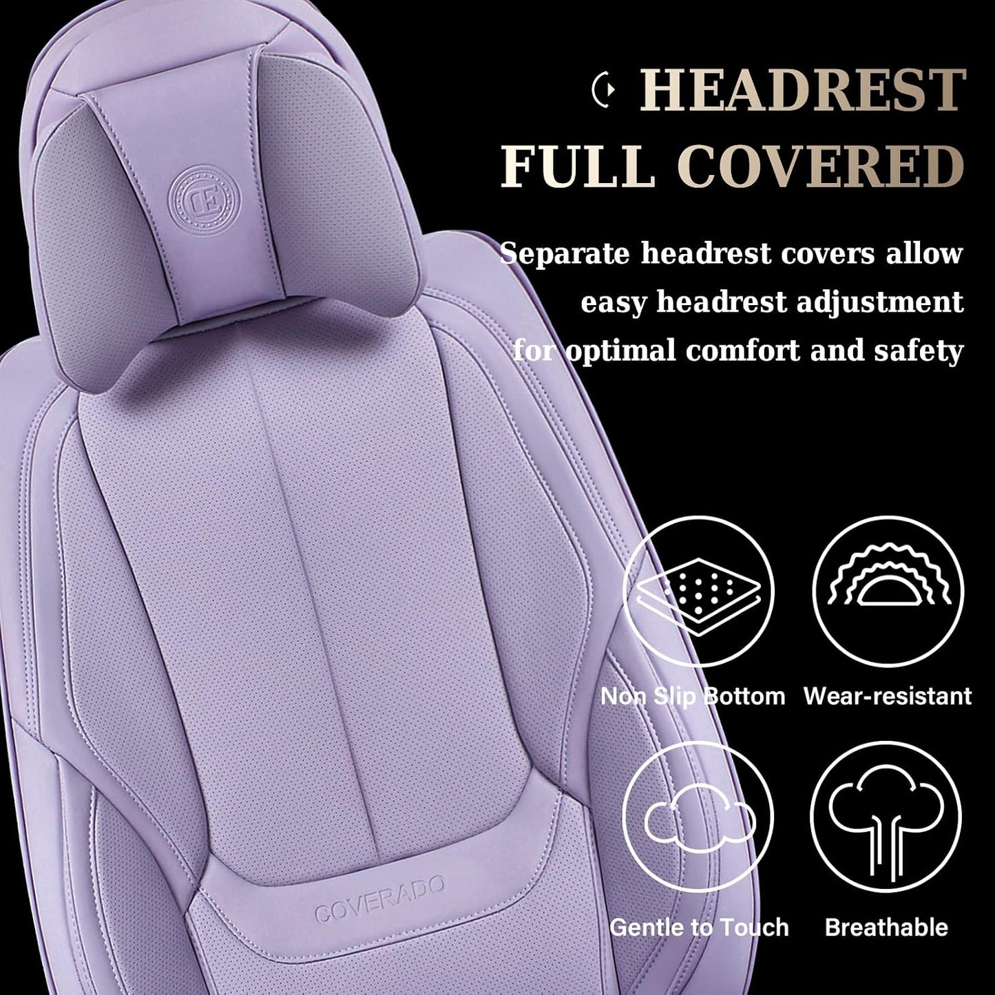 Coverado Seat Covers Full Set, Black Seat Covers for Cars 5 Seats, Car Seat Protector, Waterproof Nappa Leather Car Seat Cushion, Front and Rear Car Seat Cover Fit for Most Sedans SUV Pick-up Truck - Colors B