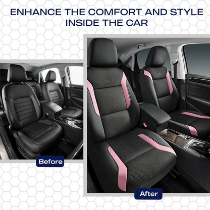 Skechers Memory Foam Seat Covers, Air Cool Mesh Thick Car Seat Covers, Car Seat Covers Front Seats Airbag Compatible, Universal Automotive Comfort for Most Cars, Vans, Trucks, SUV,Black