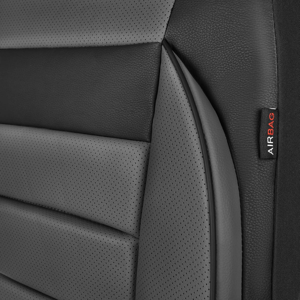 CAR PASS Faux Leather Car Seat Covers Front Seats Only, 3D Foam Support Car Seat Covers, Universal fit for Trucks Vans SUVs Sedans Automotive Comfortable, Airbag Compatible 2 Pieces Front Solid Black