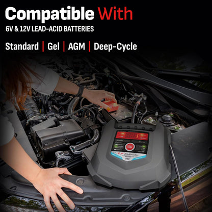 Schumacher Electric Car Battery Charger 12V/6V - Trickle Charger, Maintainer for Automobile & Marine Batteries (AGM/Gel/Deep Cycle) - SC1280