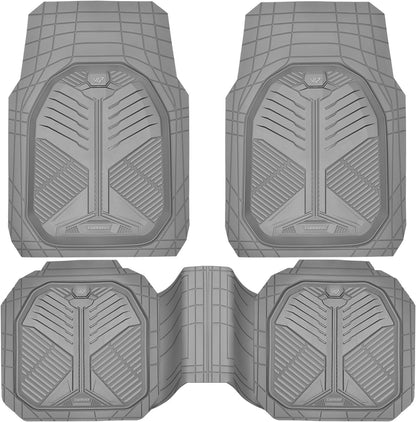 CAR PASS Heavy Duty Rubber Car Mats with Cargo Liner, Deep-Dish Car Floor Mats and Trunk Mat All Weather, Universal Trim-to-Fit for SUVs Trucks Sedans, Waterproof Anti-Slip, Trimmable V12 Black