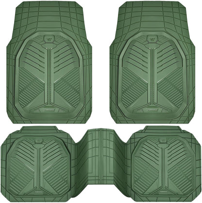 CAR PASS Heavy Duty Rubber Car Mats with Cargo Liner, Deep-Dish Car Floor Mats and Trunk Mat All Weather, Universal Trim-to-Fit for SUVs Trucks Sedans, Waterproof Anti-Slip, Trimmable V12 Black