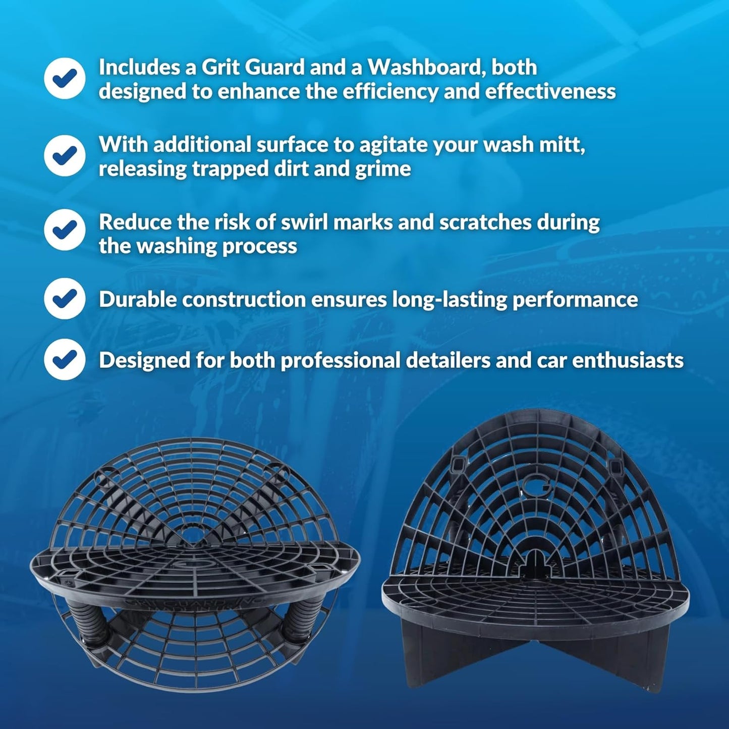 The Original Grit Guard Bucket Insert with Washboard Combo | Removes Dirt from Wash Mitt for Detailing | Car Wash Bucket Insert & Washboard | Black/Red - Made in the USA