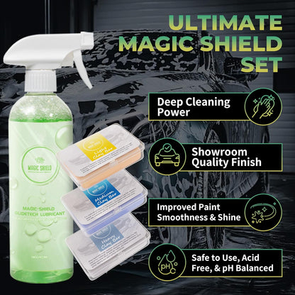 Magic Shield Clay Bar Triple Pack - 100g Each of Light, Medium & Heavy-Duty Clay Bars for Car Detailing - Deep Cleaning & Shine Restoration with Magic Clay Bars for Professional Auto Detailing