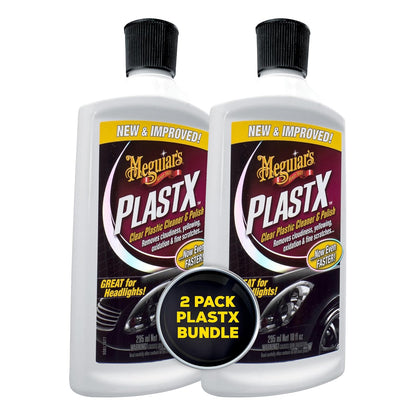 Meguiar's PlastX Clear Plastic Polish, Fast & Easy Clear Plastic Restorer for Headlights, Taillights, Soft Top Windows, and More, Remove Scratches, Cloudiness, Yellowing, and Oxidation, 10 oz.