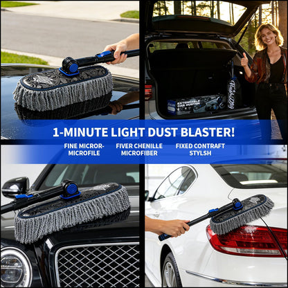 Flash Dog Car Duster Exterior with Car Duster Interior Wax Cotton Hair Scratch Free Cleaning for Cars, SUVs, Trucks | Waterless Dust Remover & Detailing Brushes Set with Storage