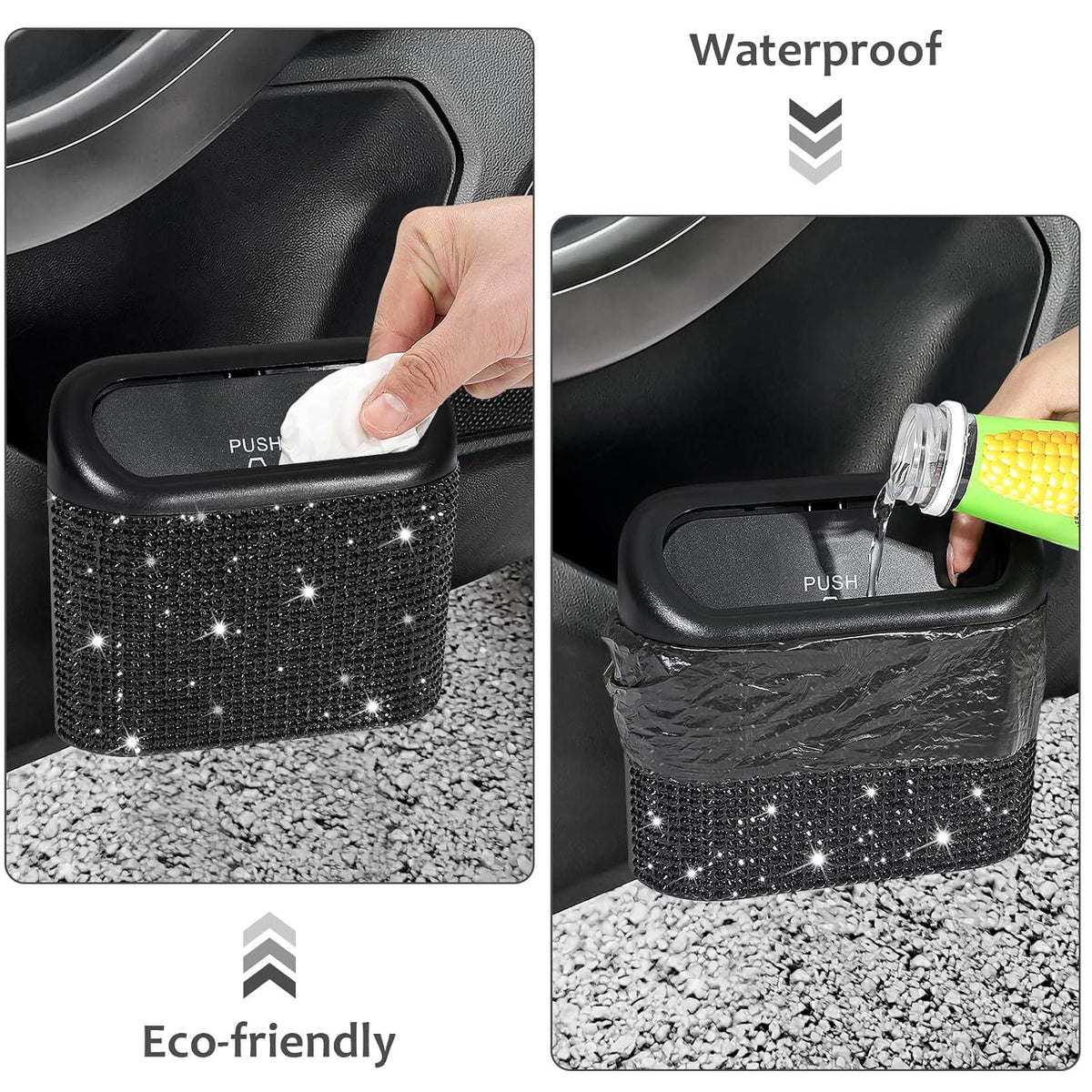 Accmor Car Trash Can with Lid, Leakproof Vehicle Garbage Organizer Holder Bin with 60 Pcs Trash Bags, Mini Auto Dustbin Interior Accessories Storage Container for SUV, Office, Home