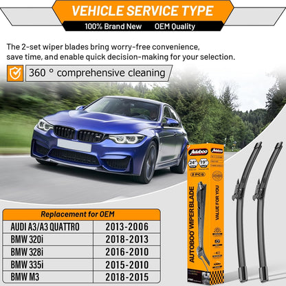 AUTOBOO 26"+19" Windshield Wipers Replacement for Tesla Model 3 2017 2018 2019 2020 2021 2022 2023 2024 2025 Model Y 2020 2021 2022 2023-2025 -Original Factory Quality (Pack of 2) - Colors A