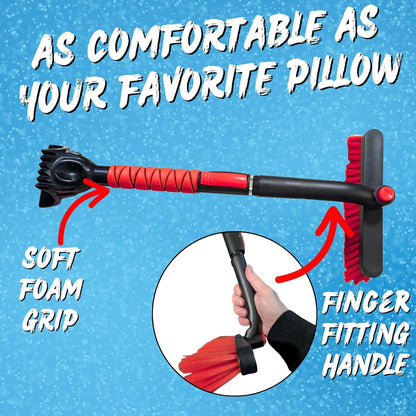RevHeads Ice Scraper for Car Windshield with Snow Brush - Telescopic Handle to 28" - Brush End to Clear Snow, Chisel Side for Frost, Claw Side for ICY Chunks