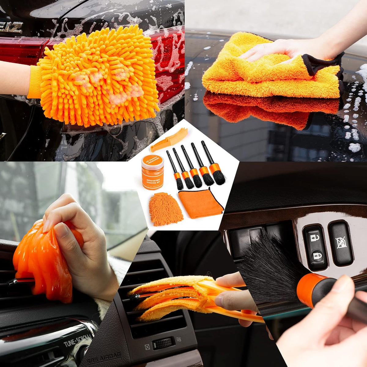 17pcs Car Cleaning Kit, Pink Car Interior Detailing Kit with High Power Handheld Vacuum, Detailing Brush Set, Windshield Cleaner, Cleaning Gel, Complete Auto Accessories for Women Gift