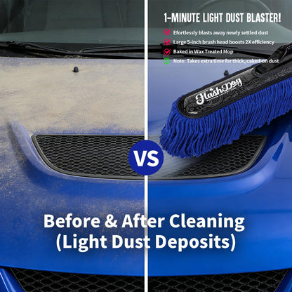 Flash Dog Car Duster Exterior with Car Duster Interior Wax Cotton Hair Scratch Free Cleaning for Cars, SUVs, Trucks | Waterless Dust Remover & Detailing Brushes Set with Storage