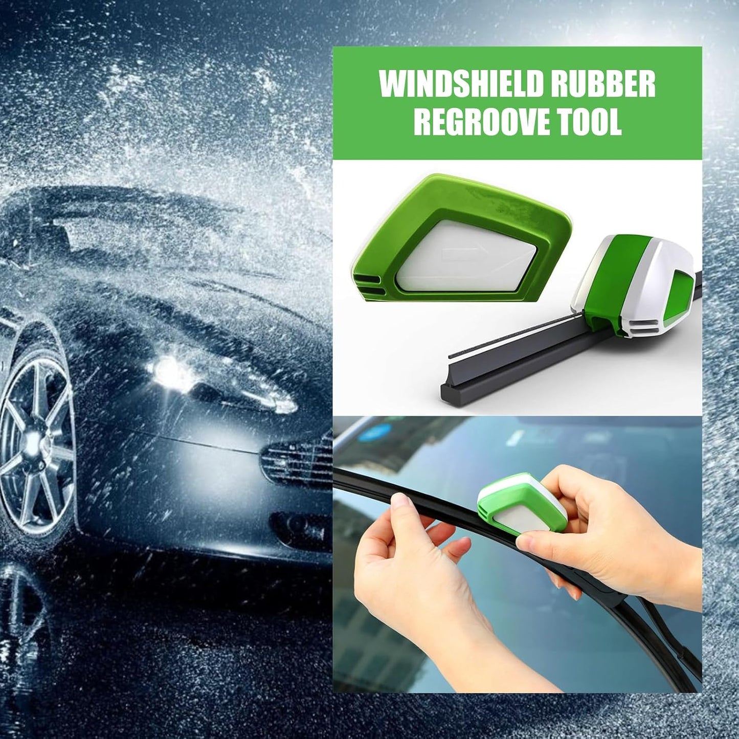 1 PC Automotive Wiper Repairer, ABS Ergonomic Windshield Wiper Blade Cutter Cleaning Tool, Universal Multi-function Repair Accessories, Compatible with Most Car Models (Green & White)