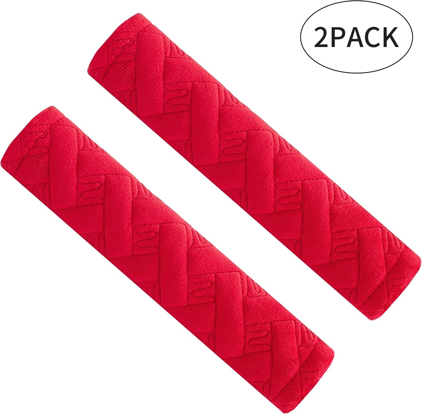 Amooca 2-Pack Soft Seat Belt Covers Universal Car Shoulder Pad Cushions with Braid Pattern for Comfortable Driving & Bag Strap Protection Red