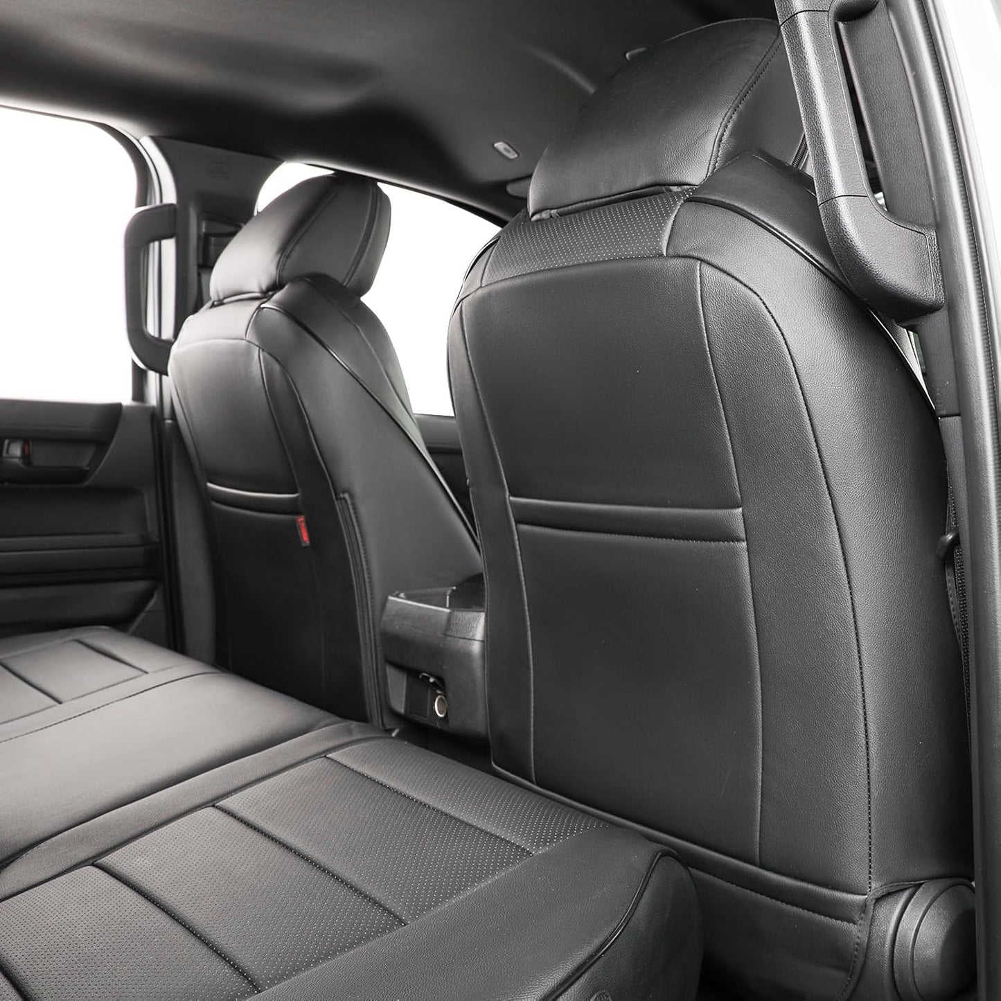 EKR Tacoma Car Seat Covers Custom Fit for Toyota Tacoma (Petrol) 2024 2025 2026 DoubleCab/CrewCab SR/SR5/TRD Sport/TRD Off-Road/Limited -Truck Seat Covers Full Set,Faux Leather(Black)