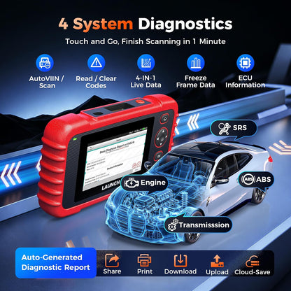 Launch OBD2 Scanner CRP123X V3.0 Elite, 2026 Lifetime Free WiFi Update Scan Tool, FCA SGW, CANFD&DoIP, SAS/Throttle/Brake/BMS/D-P-F/Oil/ABS Service Multi Systems Car Scanner, Battery Test, Auto VIN