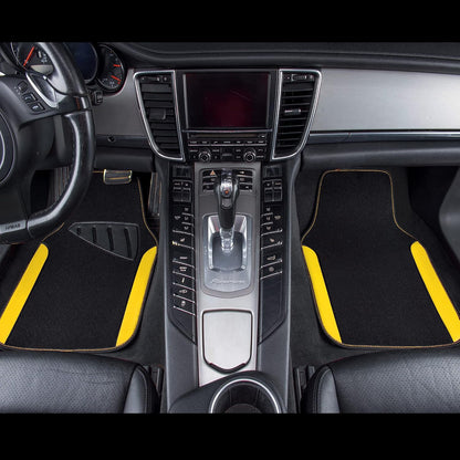 CAR PASS Waterproof Universal Fit Car Floor Mats, Faux Leather Car Carpet Mats, Black Car Mats with Anti-Slip Nibbs Backing & Driver Heel Pad Fit for SUV,Vans,sedans, Trucks,Set of 4pcs(All Black)