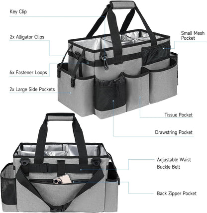 Cleaning Caddy Bag, Cleaning Supplies Organizer for Housekeepers, Housekeeping Caddy with Handle and Detachable Padded Cushion, Black