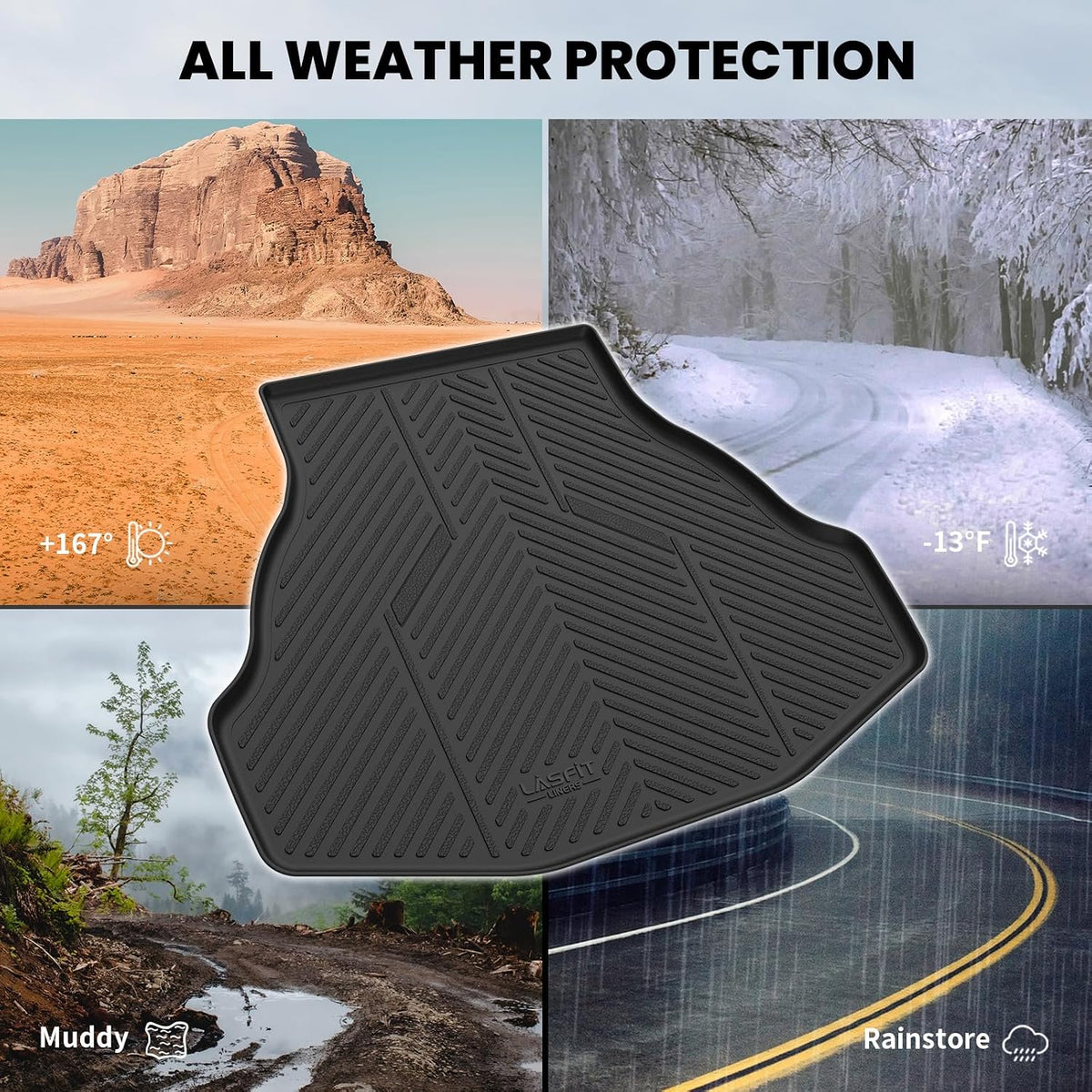 LASFIT Floor Mats for Honda CR-V 2026 2025 2024 2023 (Gasoline & Hybrid & e:FCEV), All Weather TPE Custom Fit Anti-Slip Pet Friendly Car Liners, 1st & 2nd Row Black