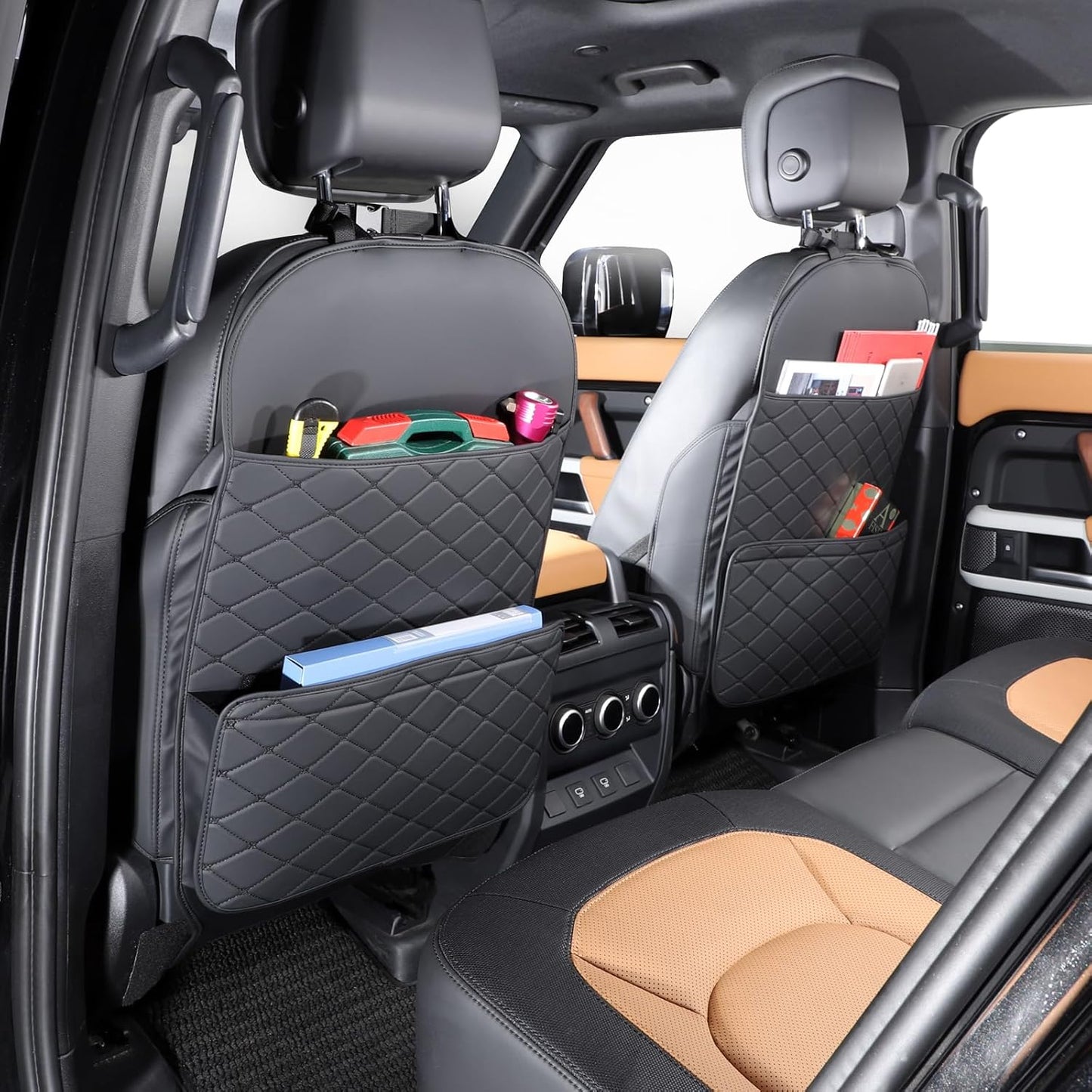 TAIKOO Seat Back Protector + Large Capacity Pocket Storage Organizer,Preventing the Impact of Children Stepping on the Seat Backrest (Black)