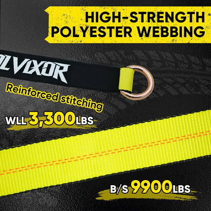 4 Pack Car Tie Down Straps for Trailers - 2" x 96" - 9900LBS Break Strength - Tire Ratchet Straps with Heavy Duty Chain Anchors for Hauling UTV, SUV, Truck, Any Cars