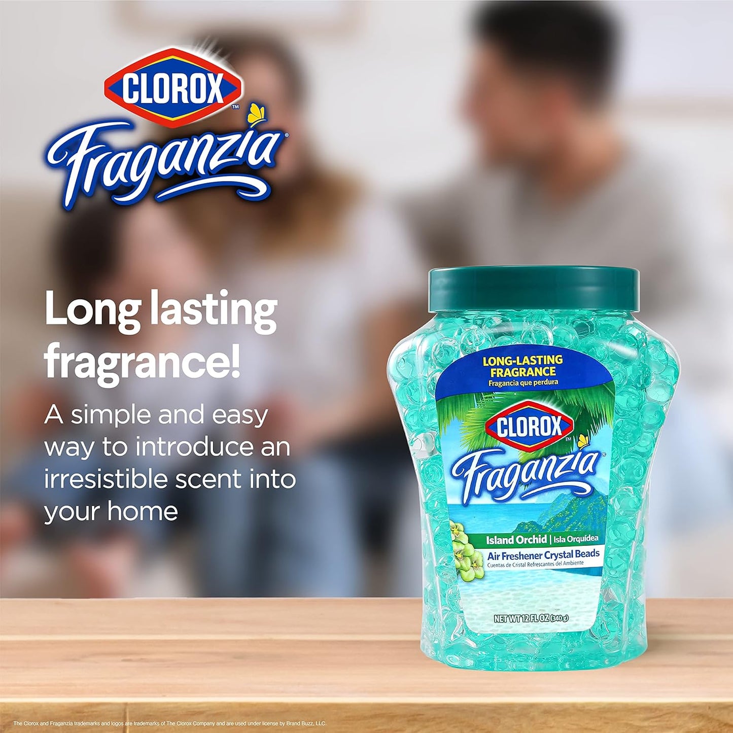 Clorox Fraganzia Crystal Beads Air Freshener, Long Lasting Room Deodorizer and Odor Eliminator Gel Beads to Freshen Home, Car, or Office, Fresh Ocean Breeze Scent, 12 Fl Oz