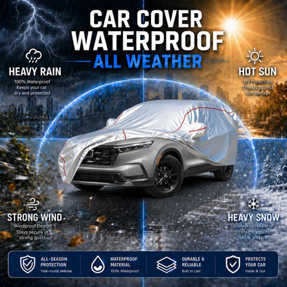 Car Cover for Sedan, Waterproof All Weather Heavy Duty, 360° Underbody Wrap Windproof Design, Quick Install Outdoor Vehicle Cover, Fits 186-193 in
