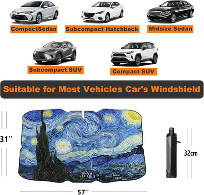 Windshield Sun Shade 2025 Car Accessories 100% Blackout Car Front Windsow Shades Umbrella Automotive Sun Visor Block Heat Insulation Protection (Black Eyes)