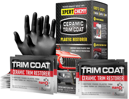 XPERTCHEMY Ceramic Trim Coat Kit, Plastic Restorer for Cars Ceramic Coating Wipes to Lasting Over 230 Washes,The Ceramic Coating Helps Improve Optical Clarity On Clear Car Plastic