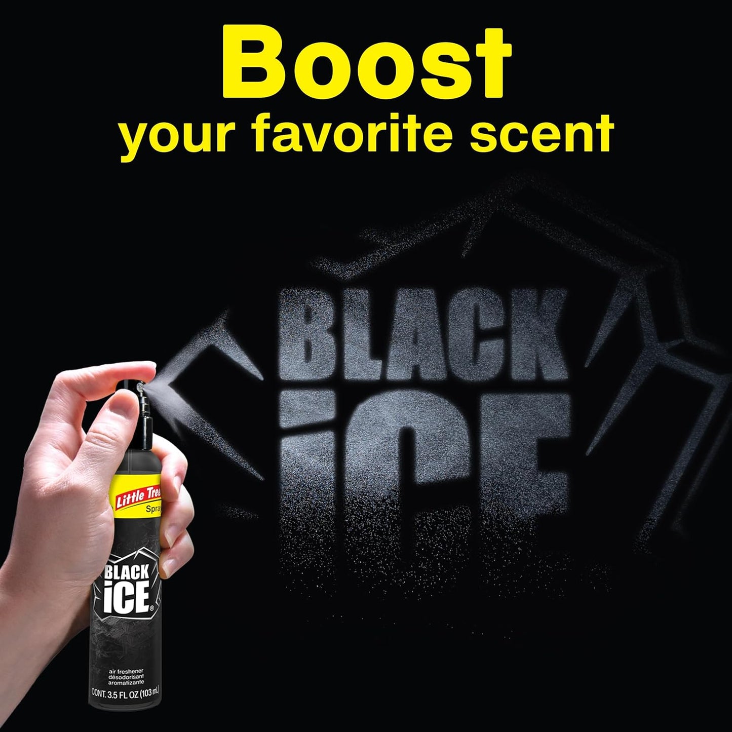 LITTLE TREES Car Air Freshener | Spray Provides a Long-Lasting Scent for Auto or Home | On-the-go Freshness | Black Ice, 6 Air Fresheners