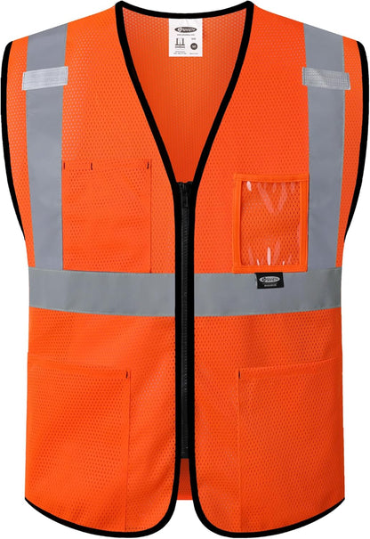 JKSafety Safety Vest for men women Hi Vis Vest with Pockets and Zipper High Visibility Meet ANSI Standard（BX310