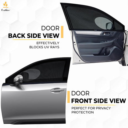 EcoNour Car Window Shades for Side Windows (Pack of 2) | Sun Shade for Car Heat and UV Protection | Adjustable Elastic Fabric Baby Car Shade | Rear Side Window Sun Shade Accessories (Large 21"x36")