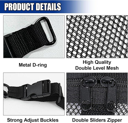 Car Ceiling Cargo Net Pocket, 35.43"×25.59" Double-Layer Roof Storage Net with Adjustable Buckles, Car Camping Essentials Mesh Organizer, Universal Long Road Trip Auto Accessories
