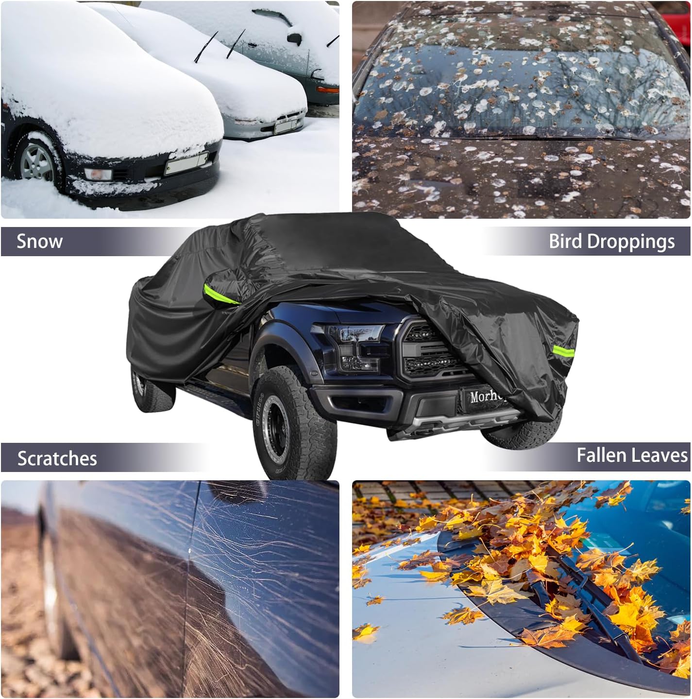Car Cover Waterproof All Weather for Automobiles, Outdoor Full Exterior Covers for Sedan Black(Suggest Car Length from 194"-208")
